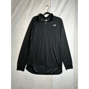 New Balance Mens 2XL Black Space Dye 1/4 Zip Pullover Mock Neck Athletic Top